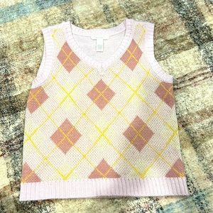 Pink Argyle sweater vest